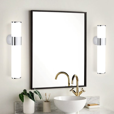 LED Spiegelleuchte 2er Bad - Chrom Modern 4000K Neutralweiß 6W Badezimmer IP44 Wandleuchte 30cm