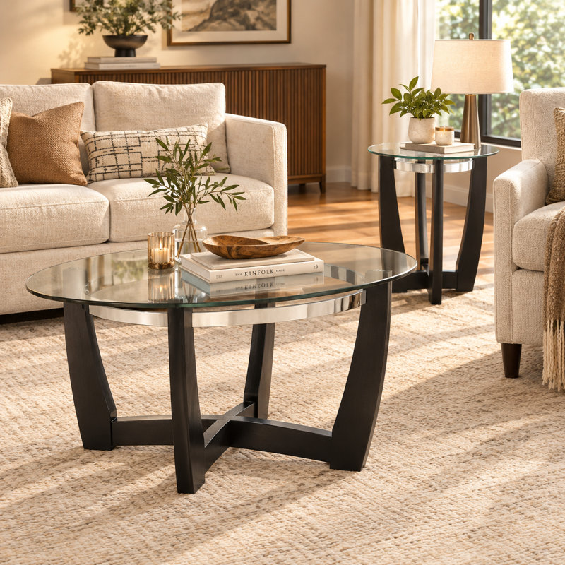 Wilone Round Cross Legs End Table
