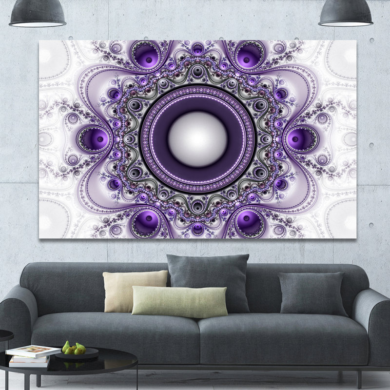 " Purple Fractal Pattern With Circles ", 16" H x 32" W x 1" D, 36" H x 46" W x 1.5" D