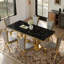 Dining Table For 6 People, 70'' Rectangle Dining Table With Mirrored Finish Stainless Steel Base, Modern Large Size Marble Kitchen Table (Only Table)-73791139