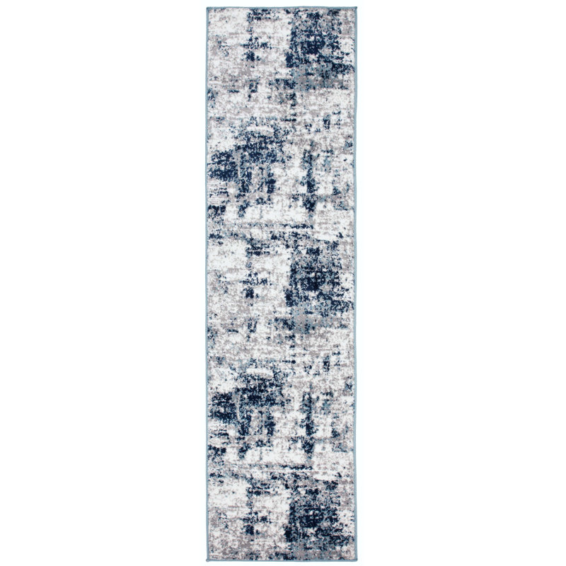 Tapis gris / bleu / ivoire Willington, Tapis de couloir 2 pi x 10 pi