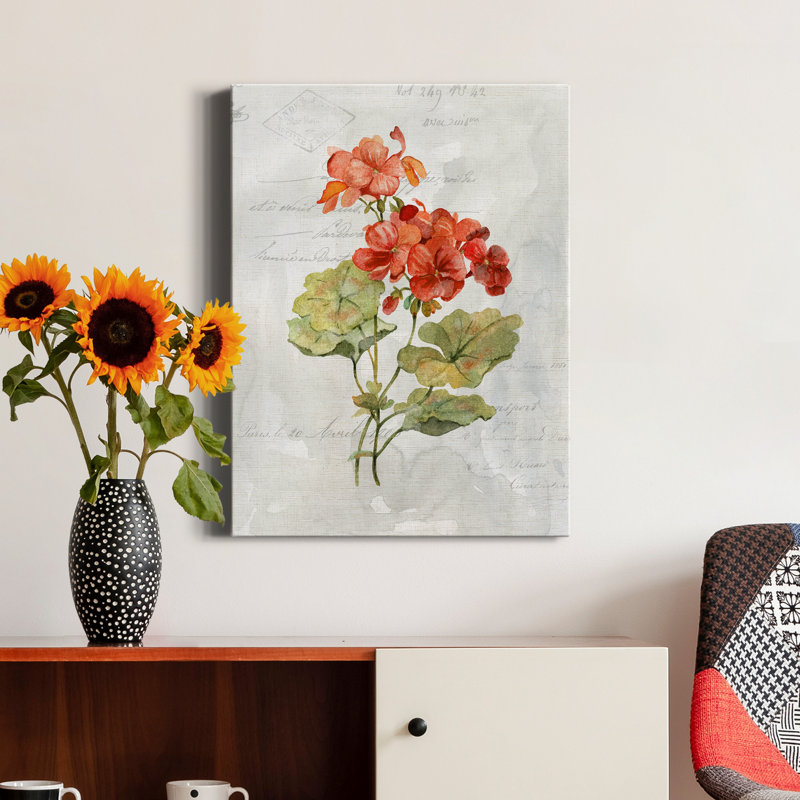 «Linen Geranium» par Carol Robinson, impression sur toile tendue, H 32 po x l 24 po x P 1 po