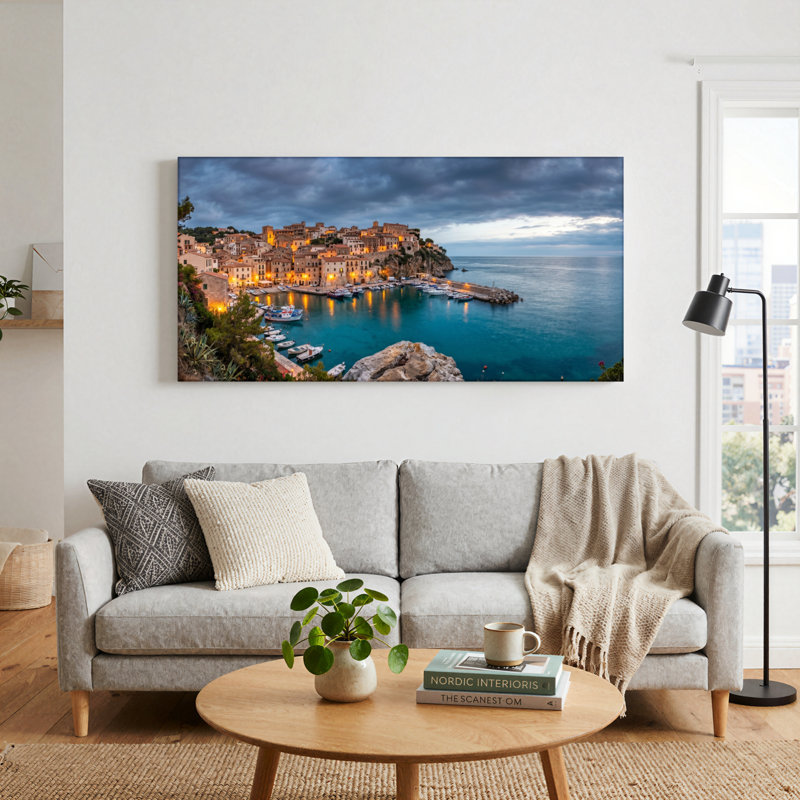 Ensemble de 1 tableau sur toile représentant un village côtier, L 32 po x H 16 po, Wrapped Canvas