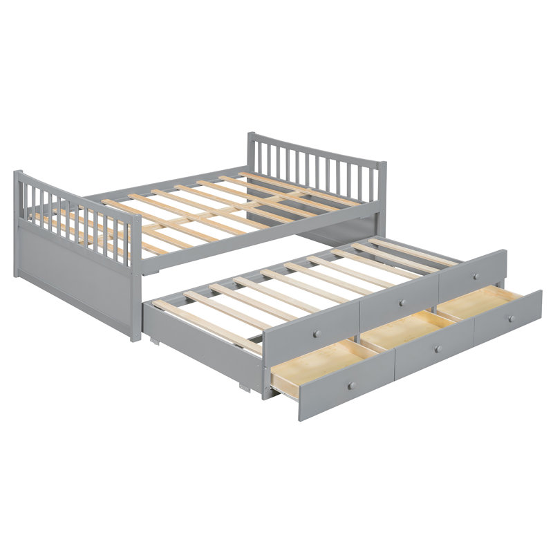 Daybed With  Trundle And Drawers, Gray