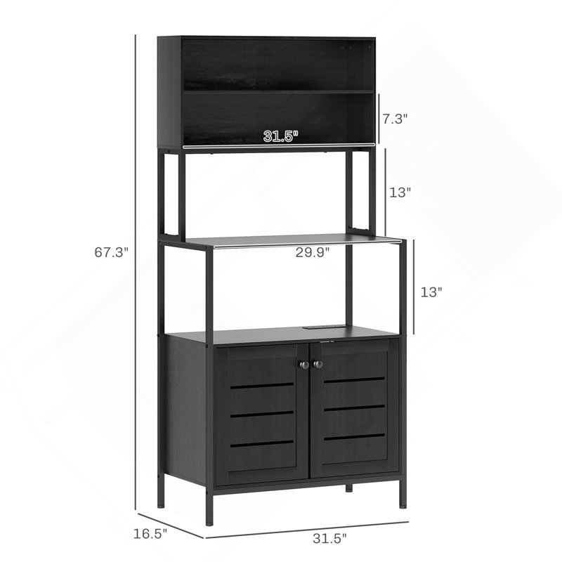 Convenient Coffee Station,Rack With Power Outlet And Storage Shelves