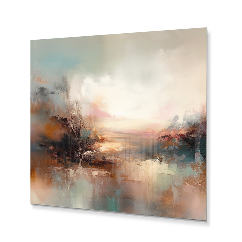 «Brown Abstracted Nature I», art mural abstrait, 23" H x 23" W, Metal