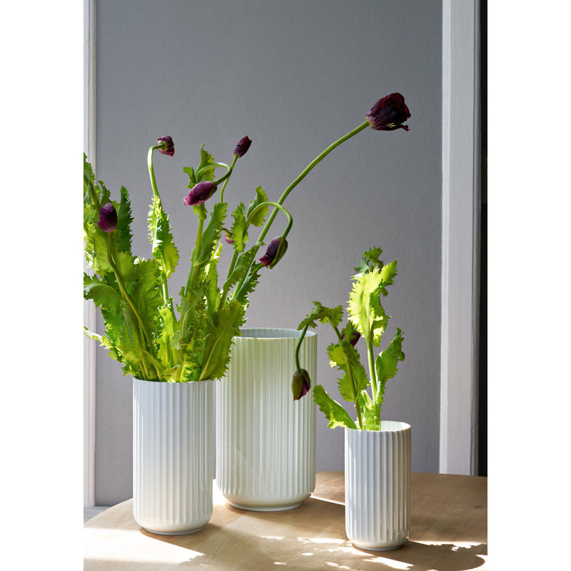 Handmade Glass Table Vase, White, 9.8" H x 5.9" W x 5.9" D
