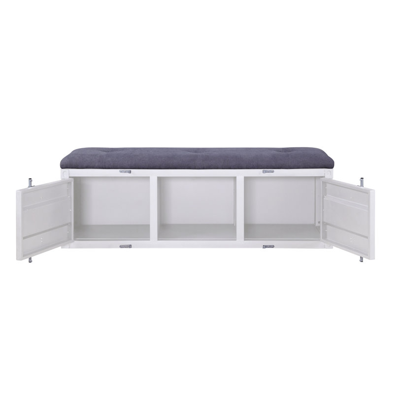 Banc de rangement en métal Parke, Blanc