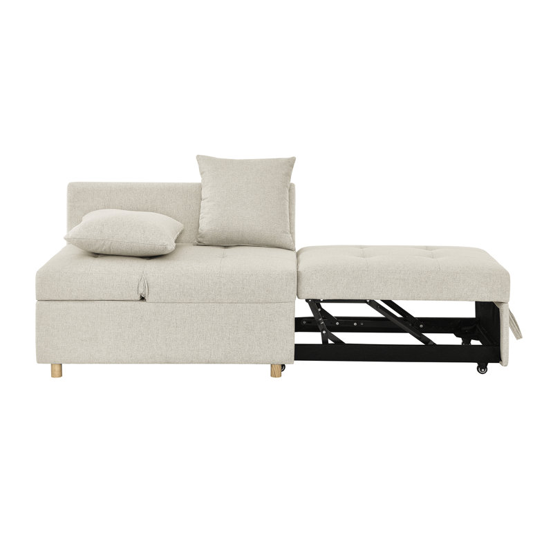 Canapé-lit convertible avec dossier ajustable et canapé-lit, Lin beige