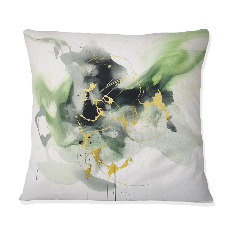Coussin Green and Black Splash - Fractals, 16" x 16"