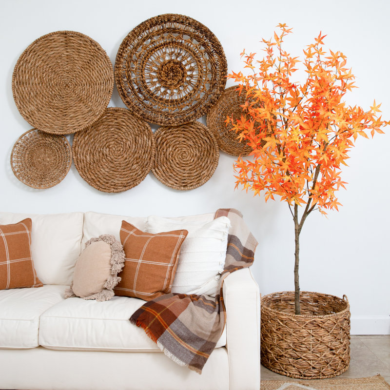 Apeton 84'' Faux Maple Tree in Pot, Orange