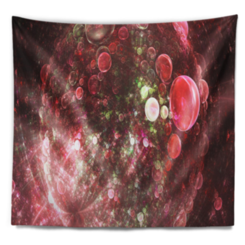 Tapisserie à bulles sphérique rouge abstract, H 32 po x l 39 po