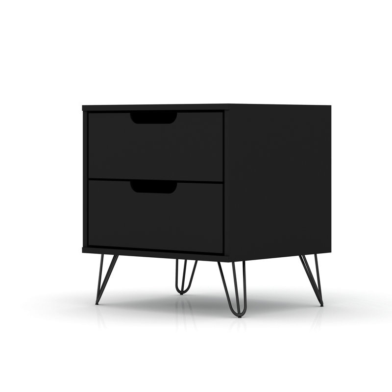 Rockefeller 20" Nightstand In Black (2-Drawer), Black