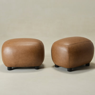 23" W Faux Leather Ottoman