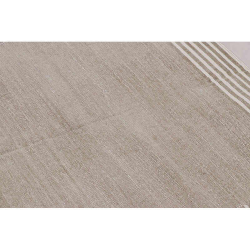 Rug & Kilim’S Indian Dhurrie Rug In Sand With Pinstripe Border