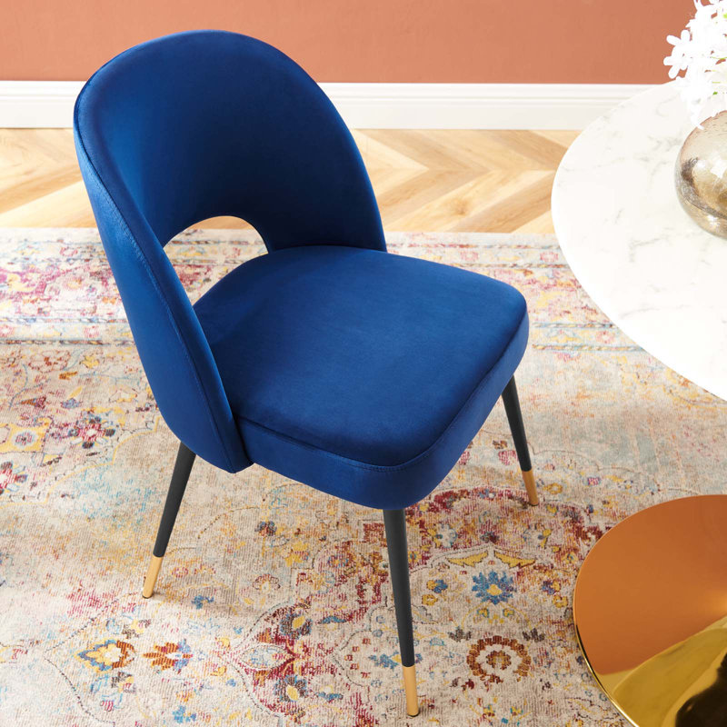 Rouse Performance Velvet Dining Side Chair, Navy, 1