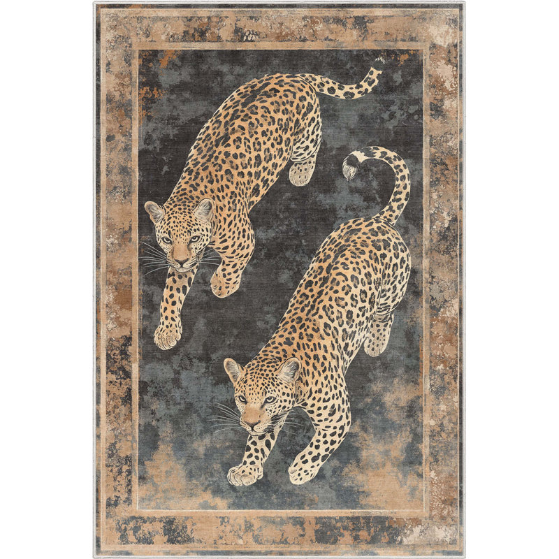  Tapis moderne gris anthracite Apollo Leopard’S Reverie, Rectangle 5 pi 3 po x 7 pi 3 po 