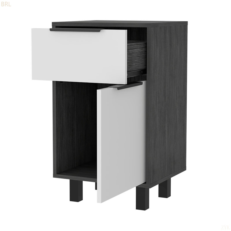 Table de chevet Maryland Z, un tiroir, une armoire, Gris