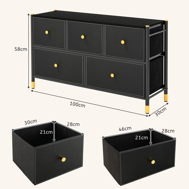 100 cm W Chest of 5 Drawers