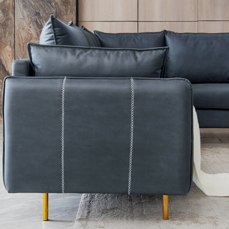 Canapé modulaire en cuir Vegan, Similicuir gris foncé