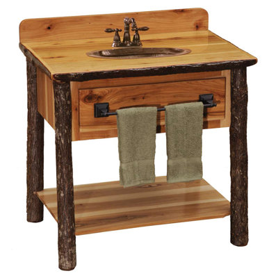 Meuble-lavabo avec tablette en bois d'hickory Fireside Lodge - sans comptoir - naturel