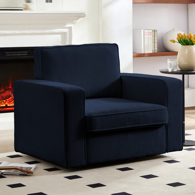  Chaise pivotante simple 41 po à 360 degrés 41 po, Tissu / lin bleu