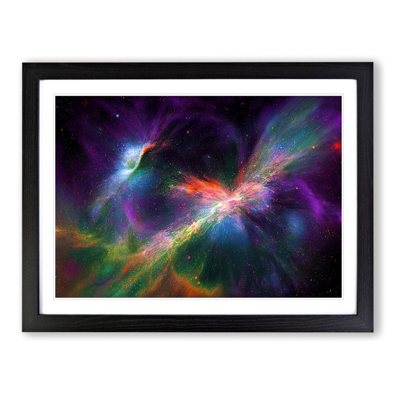 XH1022-6589X Cosmos Vol.3 - Single Picture Frame Painting, 46cm H x 64cm W x 2cm D, Black