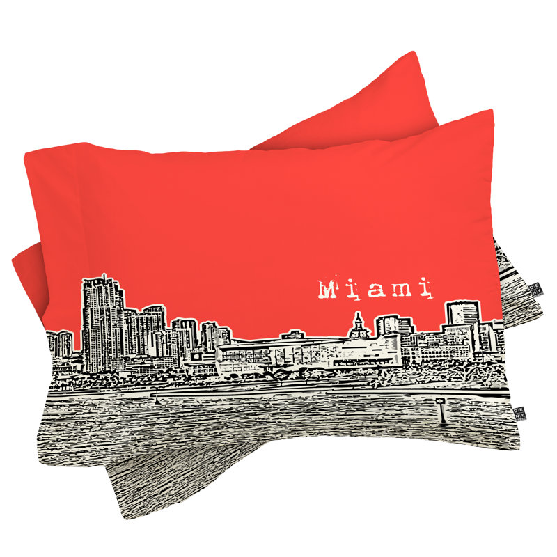 Taie d’oreiller miami Bird Ave, Rouge, Standard