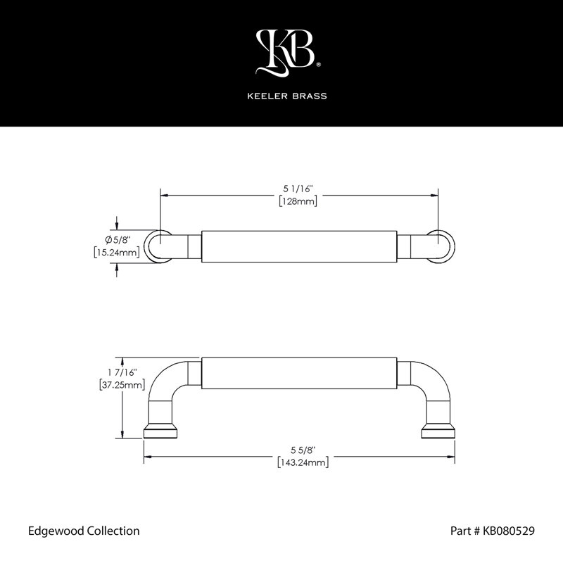 Edgewood Collection Handle Pull - Transitional Hardware for Drawers & Cabinets, Chrome, 5 1/16"