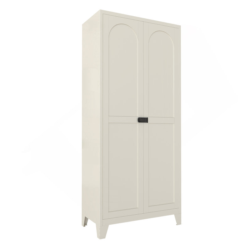 71'' 2 Shapely Door Cabinet With Lock, Metal Storage Cabinet With Doors And Adjustable Shelves, For Kitchen, Bedroom, Living Room(Beige)