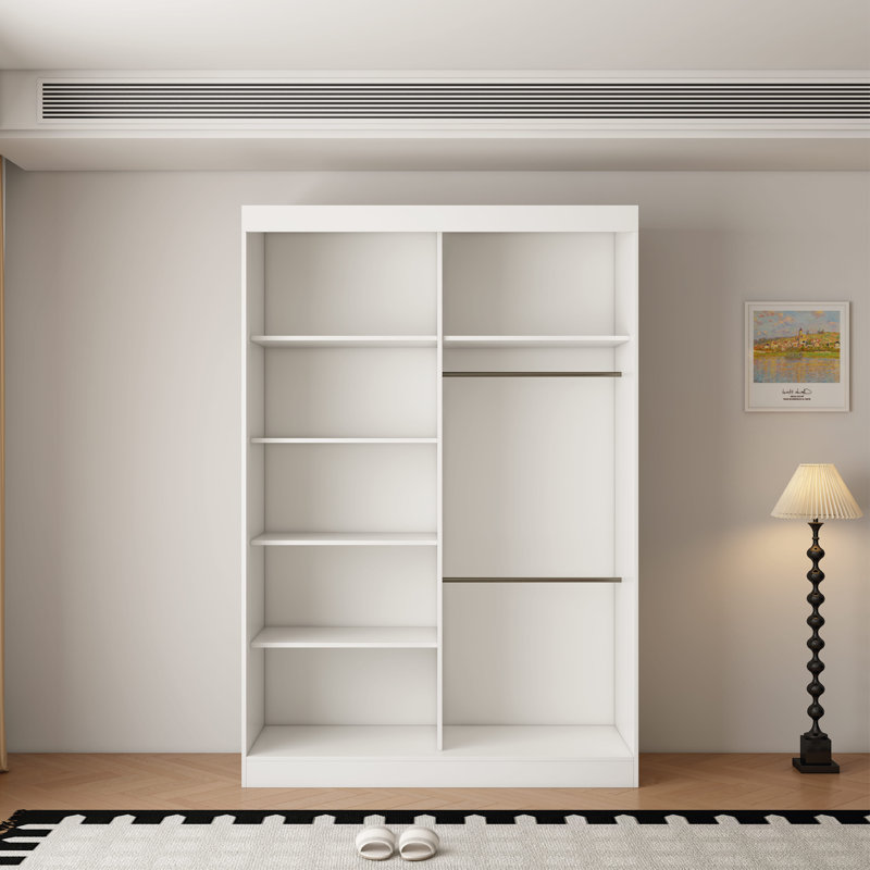 2 Door Manufactured Wood Wardrobe, 220cm H x 150cm W x 62cm D