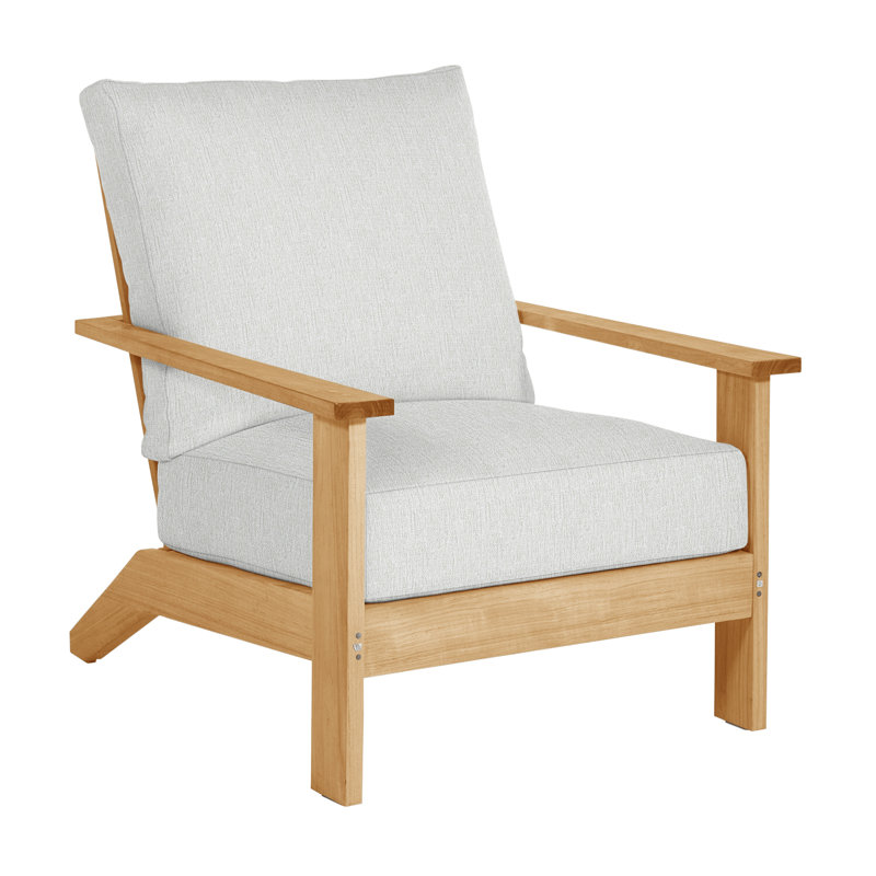 Chaise longue d'extérieur en teck Ashland, Pas de soudure, Fossile de Vérone, Teck naturel