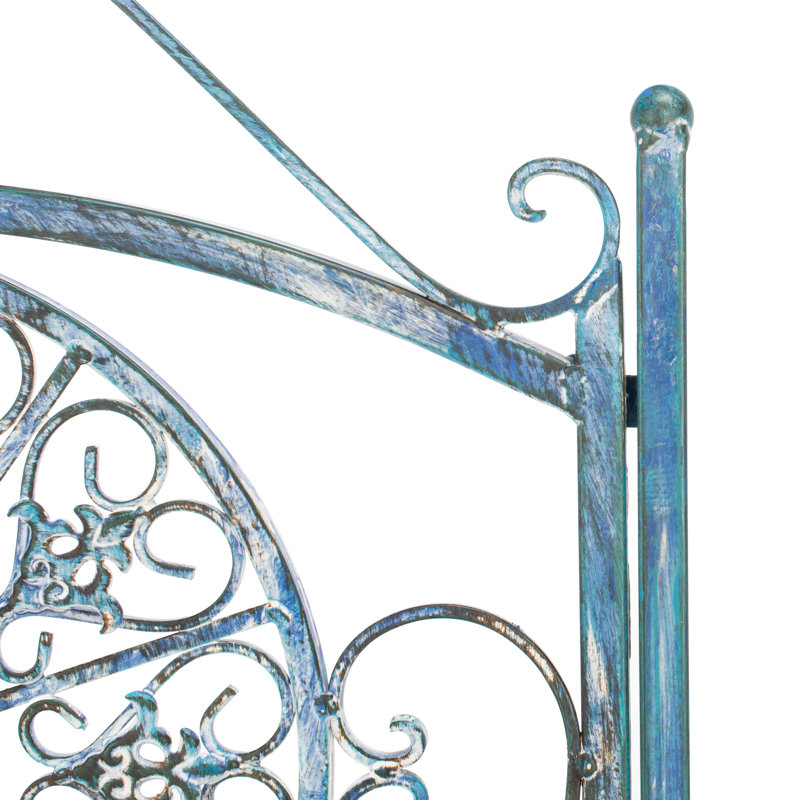 Pafford Ornate Iron Conversation Set, Antique Blue