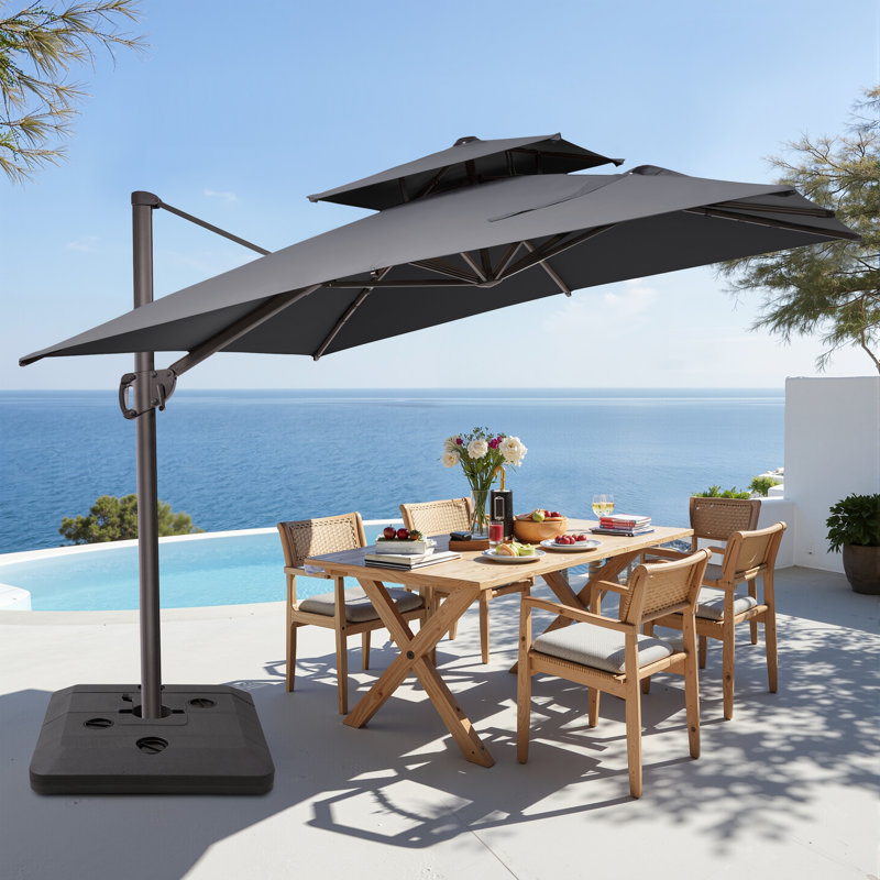 Parasol en porte-à-faux rectangulaire 9 'x 11' avec base lestée, Dark Grey