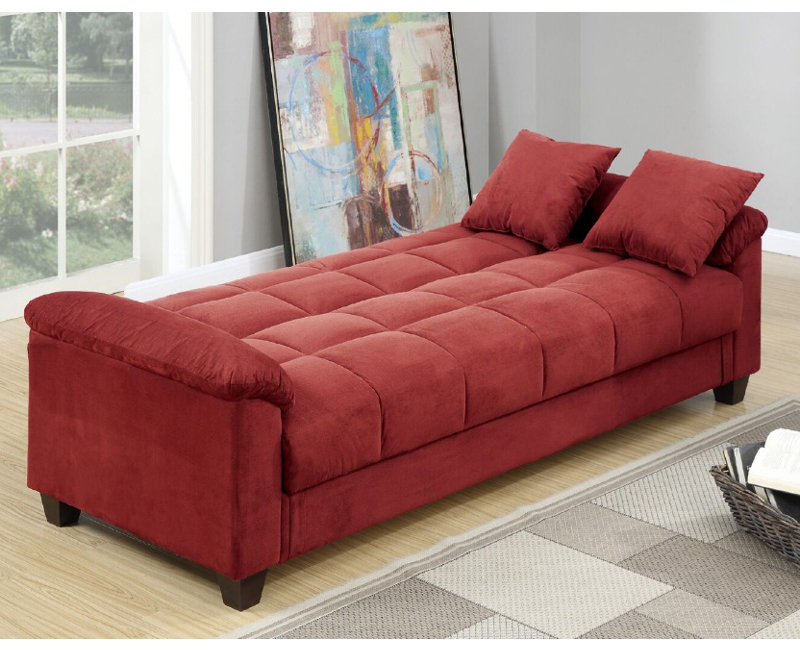 Canapé-lit en microfibre / microsuède Amanie 84, Rouge
