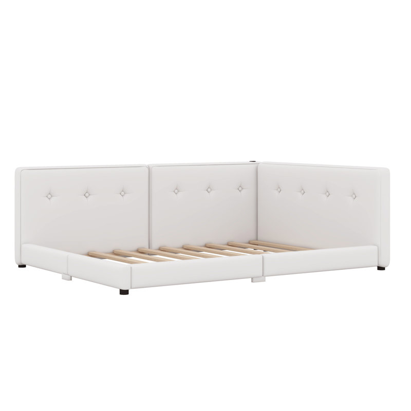 Lit d'angle rembourré Manasi, Double, Beige