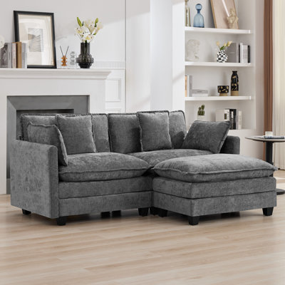 Canapé modulaire rembourré en chenille avec repose-pieds Chenille