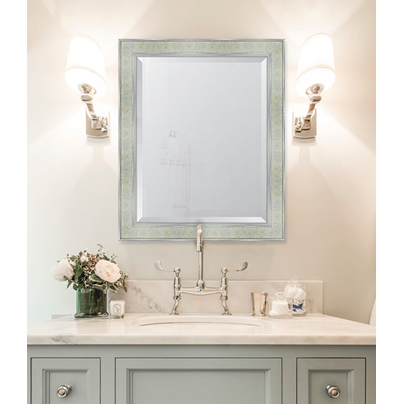 Wood Wall Mirror, 34" H x 25" W, Silver