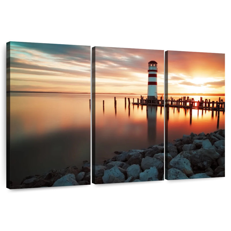 Aletra Podersdorf Lighthouse Sunset, 28" H x 45" W