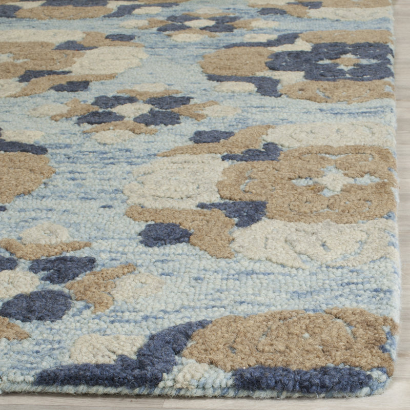 Emrick Hand Tufted Wool Floral Rug, Rectangle 4' x 6'