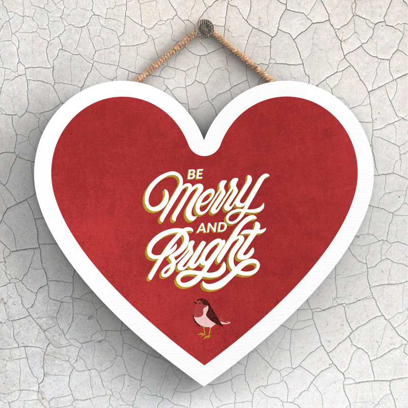 Xmas Be Merry and Bright Wooden Plaque, 16cm H x 17cm W x 0.9cm D