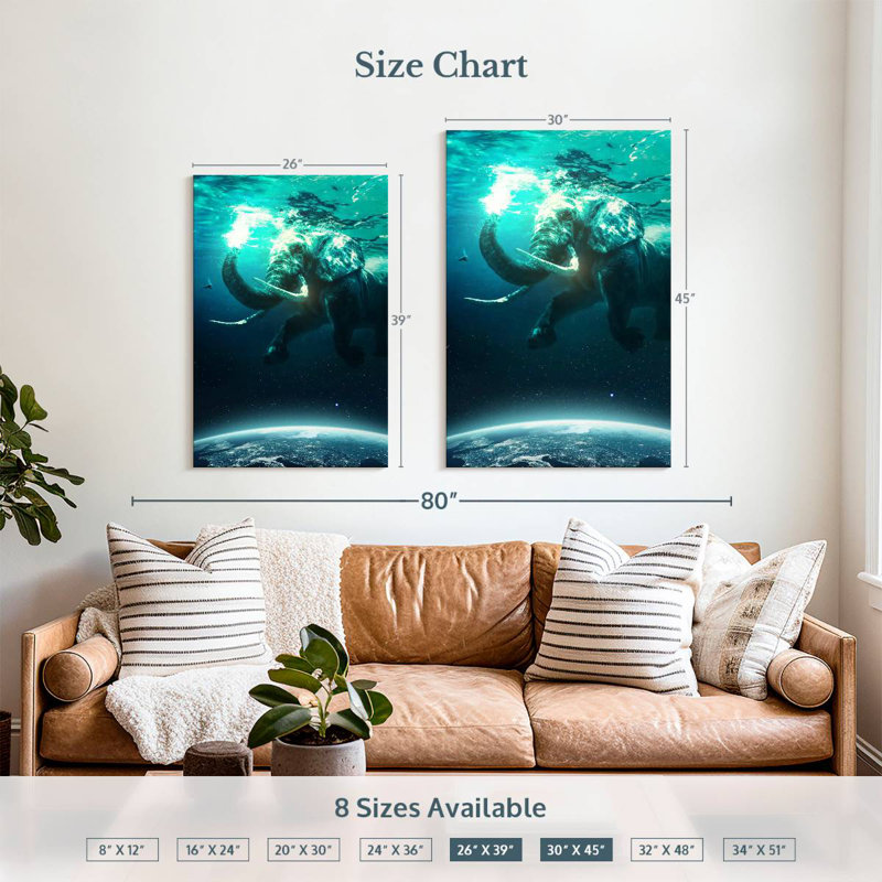 Brampt Elephant In Space, 39" H x 26" W