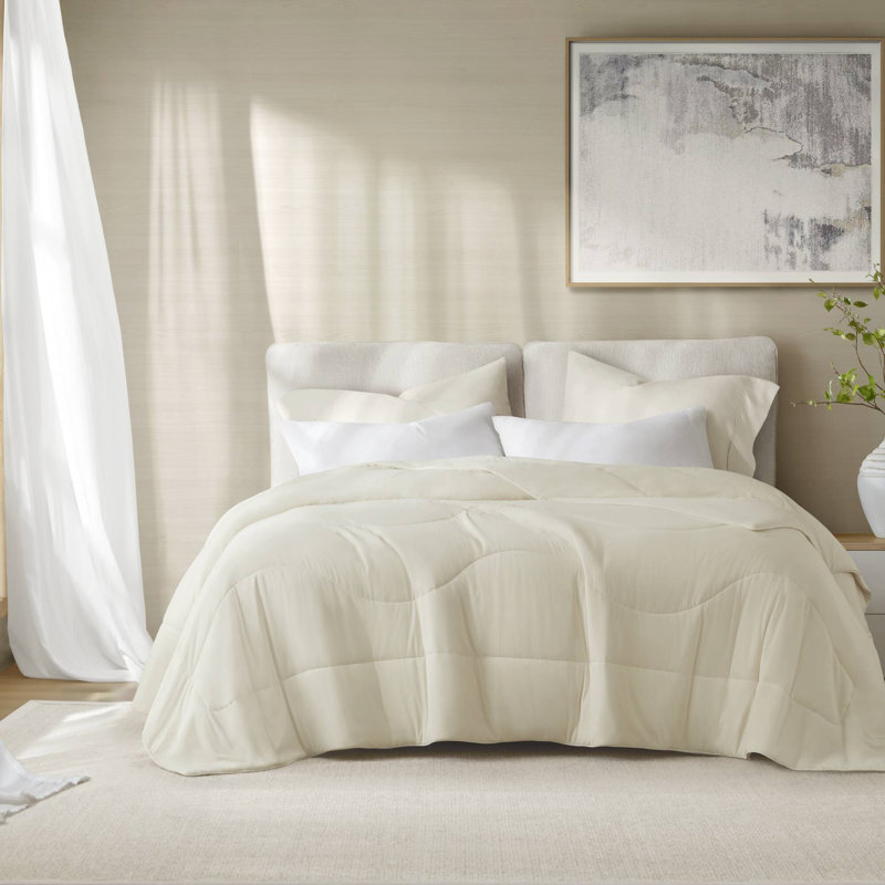 All Season Ivory Solid Reversible Full/Queen Comforter, Full/Queen Comforter, Ivory