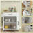 HOMCOM Kitchen Island with Storage, Rolling Kitchen Cart with AC Outlets and USB Ports, Microwave Stand with Towel and Spice Rack, White-2097093878