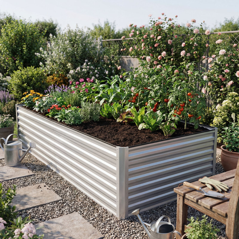 Metal Outdoor Raised Garden Bed, 24" H x 96" W x 48" D