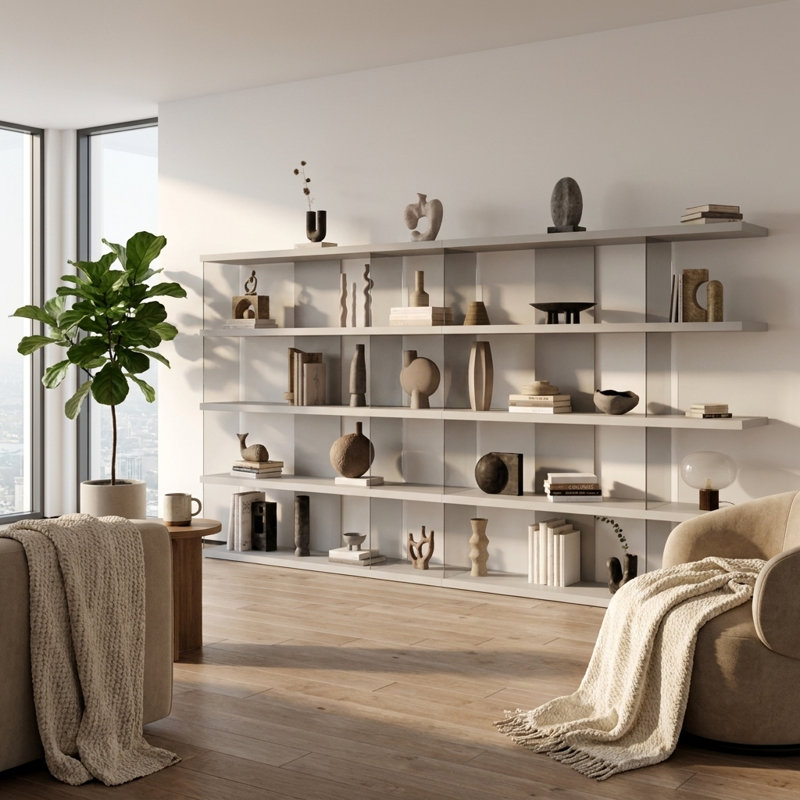 Matana 141.8" Bookcase with Matte Finish, White
