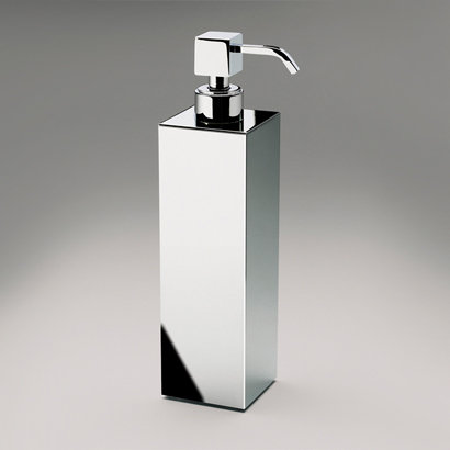 Grand distributeur de savon carré en laiton, Nickel satiné