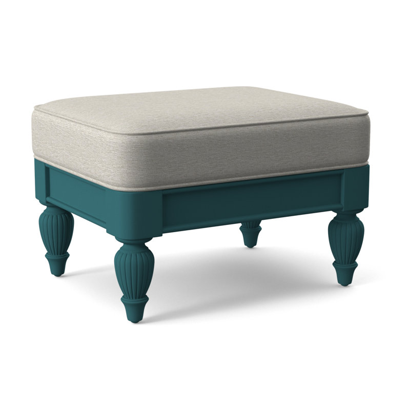 Grand View Ottoman, White Performance Fabric; 0851-94, Antique Black Finish