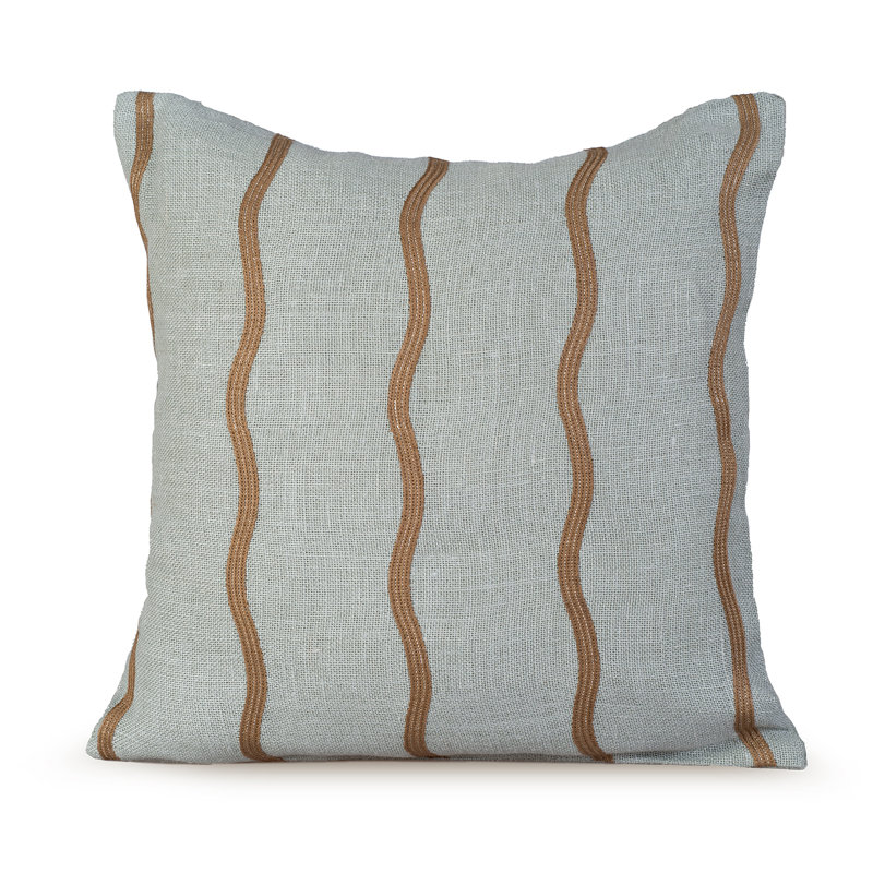 Infinite Embroidered Feather Reversible Throw Pillow, Charlotte Blue