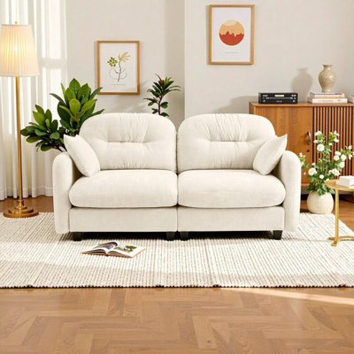 Élégant canapé-lit modulaire en chenille beige Cloud - Confort modulaire et ergonomique pour les salons modernes